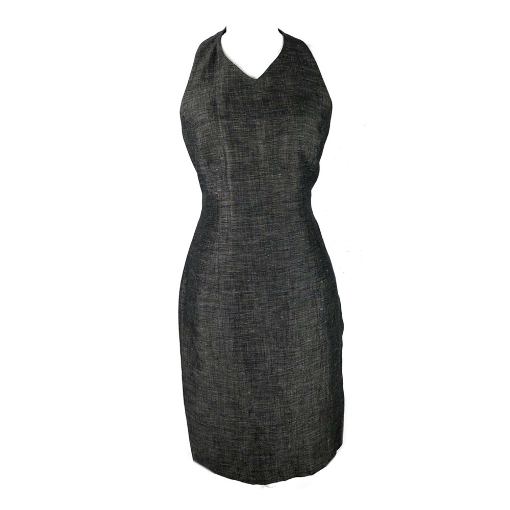 Ann Taylor 10P dress gray denim halter open back